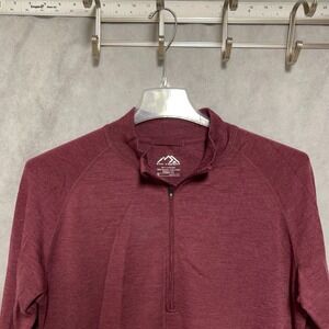 Merino Tech Sweater Men XL Maroon 1/4 Zip Superfine Merino Wool 320 Knit Layer